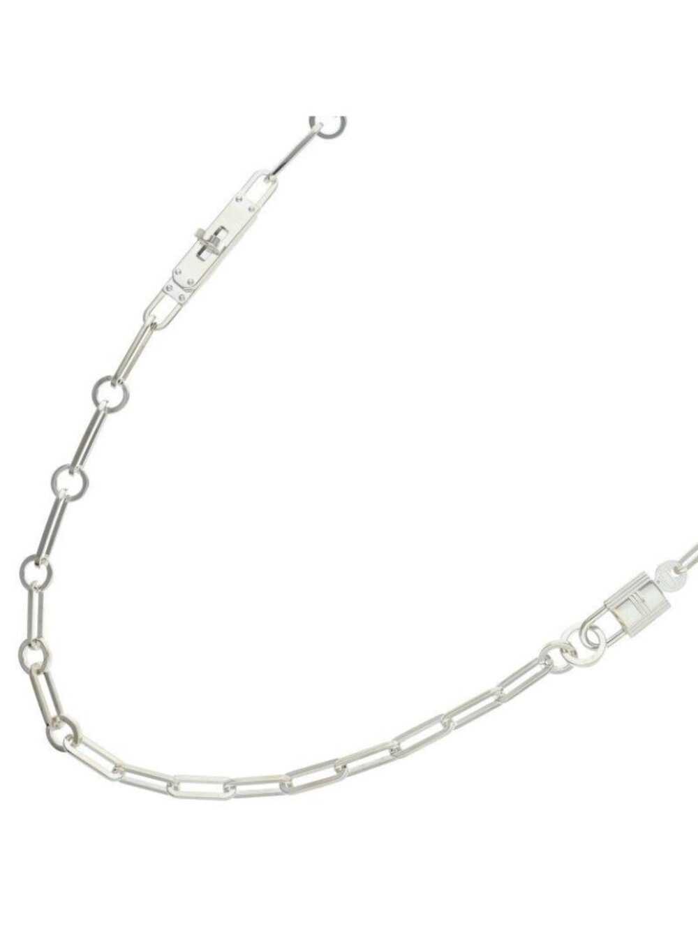 Hermes Kelly Chaine MM Silver Necklace MM